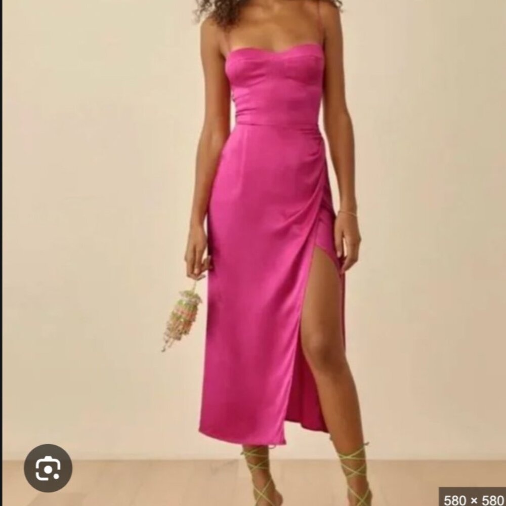 Reformation Marguerite Pink Dress (Crepe material)